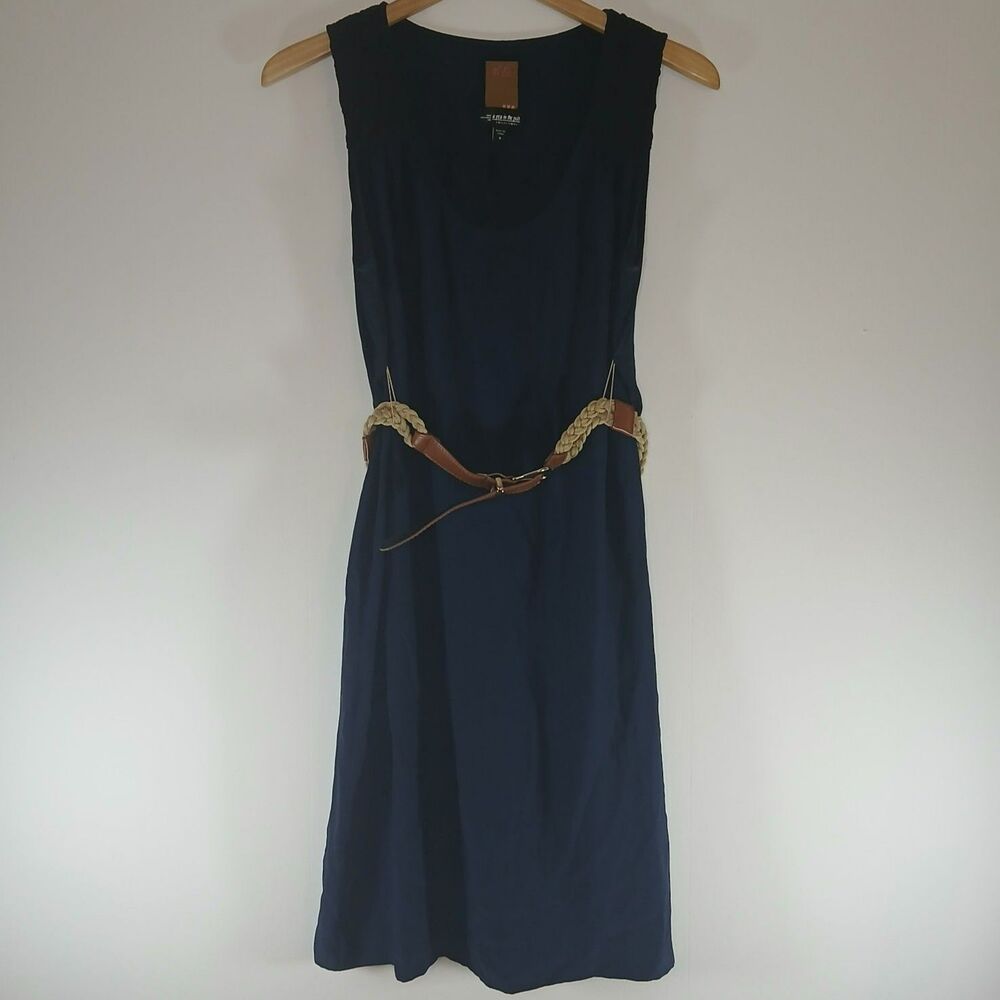 Ali Ro Maternity Silk Dress Dark Blue Gold Belt Small Quiet Luxury Boho Romantic